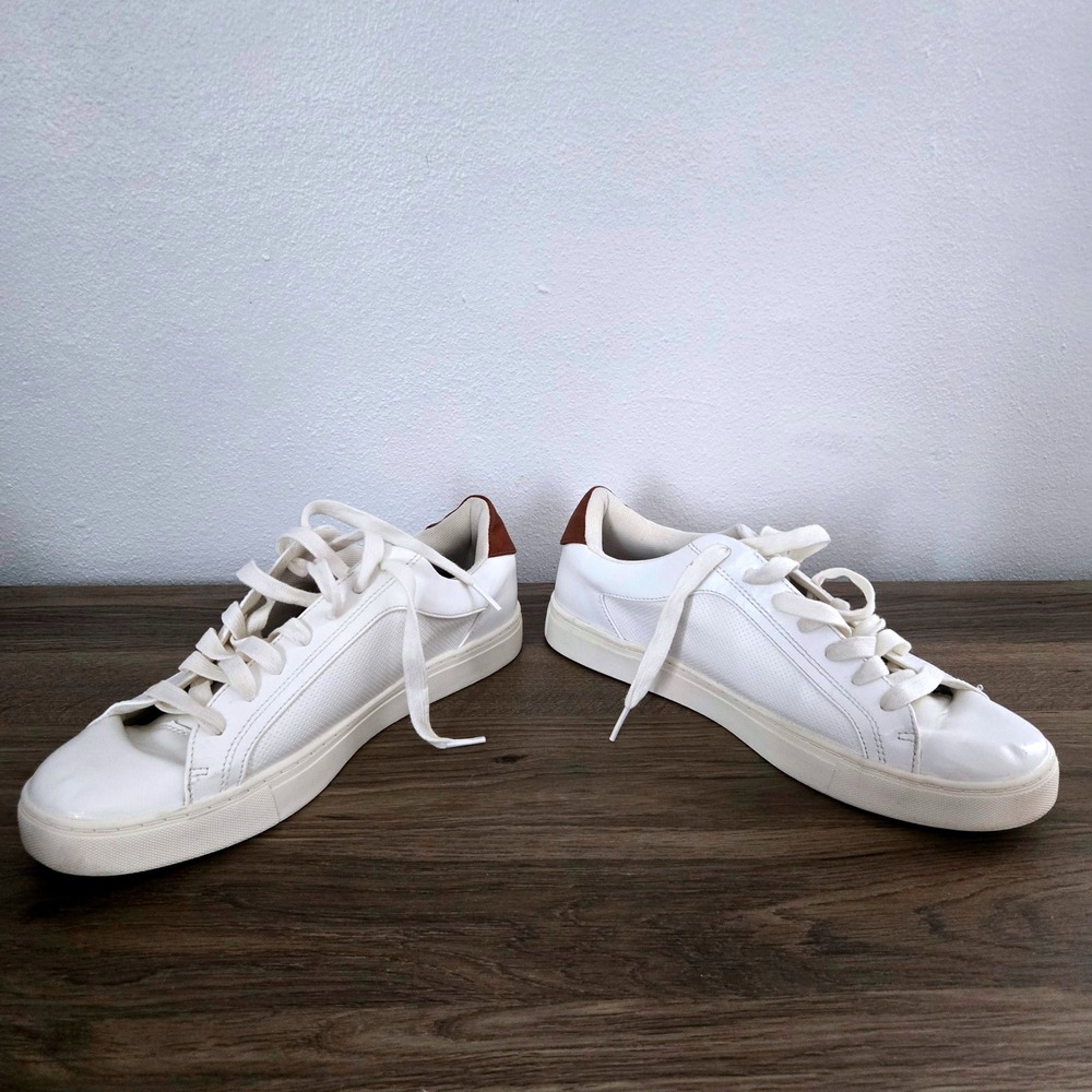 Steve Madden Finneas Mens White Low Top Sneaker Brown Heel Tab Size 9 Madden NYC - Picture 5 of 11